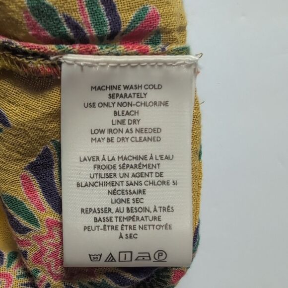 Free People Top Womens Large Yellow Molly Tunic Sleeveless Floral Boho - Picture 6 of 9